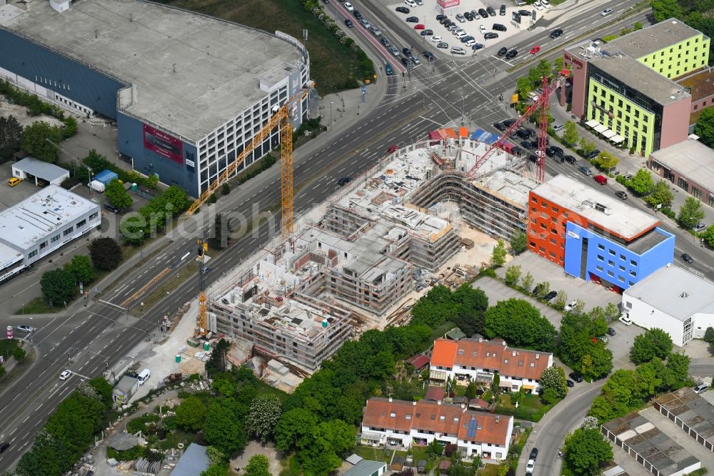 Aerial image Ingolstadt - Construction site to build a new multi-family residential complex of Essinger Wohnbau GmbH on Theodor-Heuss-Strasse in Ingolstadt in the state Bavaria, Germany