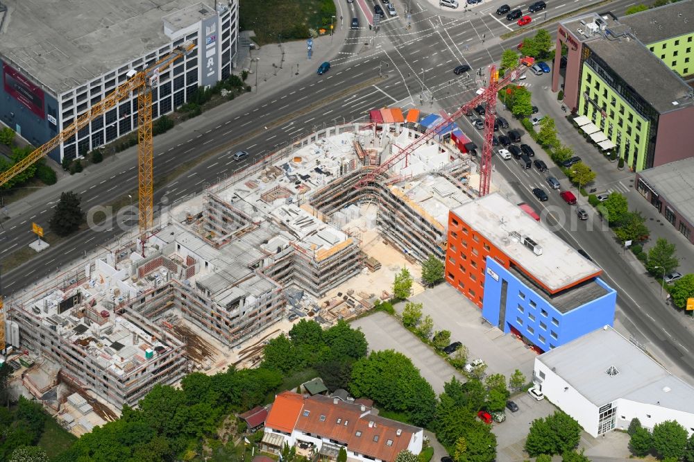 Aerial photograph Ingolstadt - Construction site to build a new multi-family residential complex of Essinger Wohnbau GmbH on Theodor-Heuss-Strasse in Ingolstadt in the state Bavaria, Germany