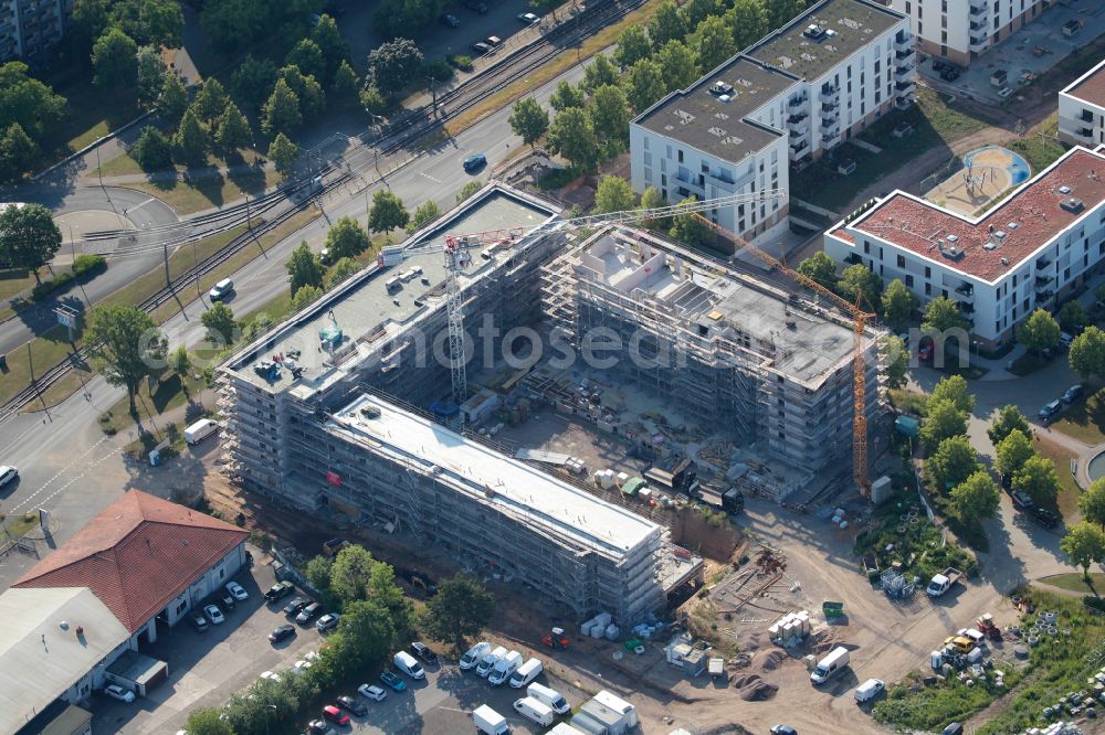 Aerial photograph Erfurt - Construction site to build a new multi-family residential complex Europakarree in the district Gispersleben in Erfurt in the state Thuringia, Germany