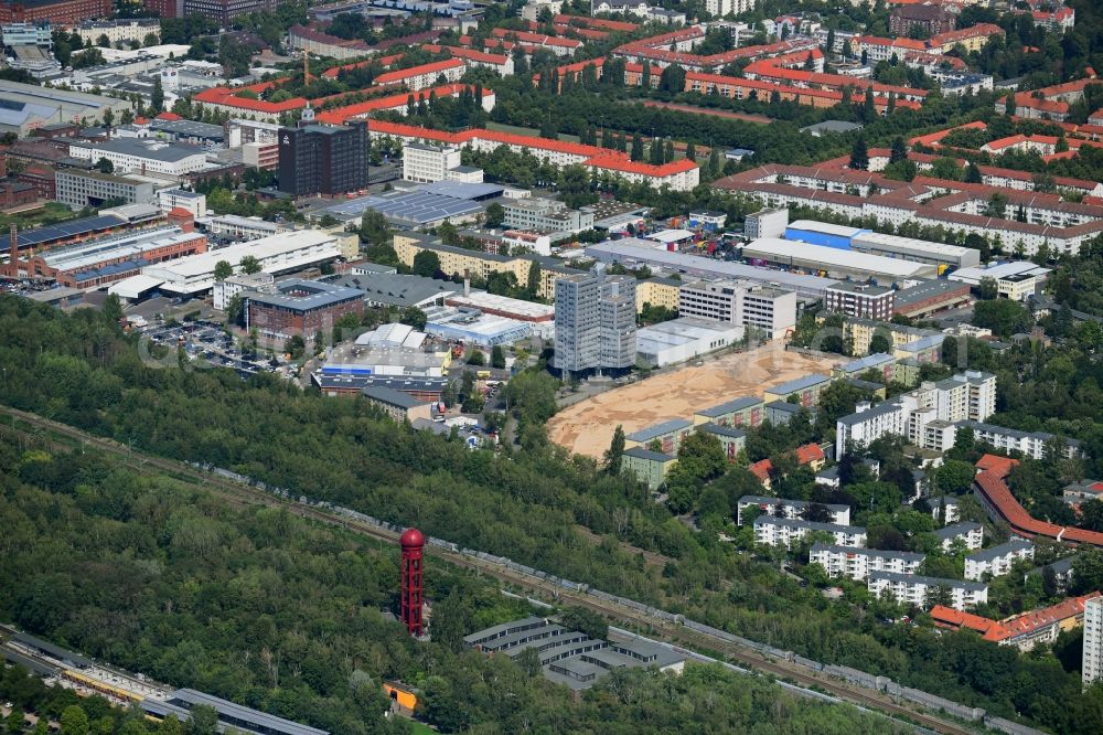 Berlin from above - Construction site to build a new multi-family residential complex Eythstrasse corner Bessemerstrasse in the district Schoeneberg in Berlin, Germany