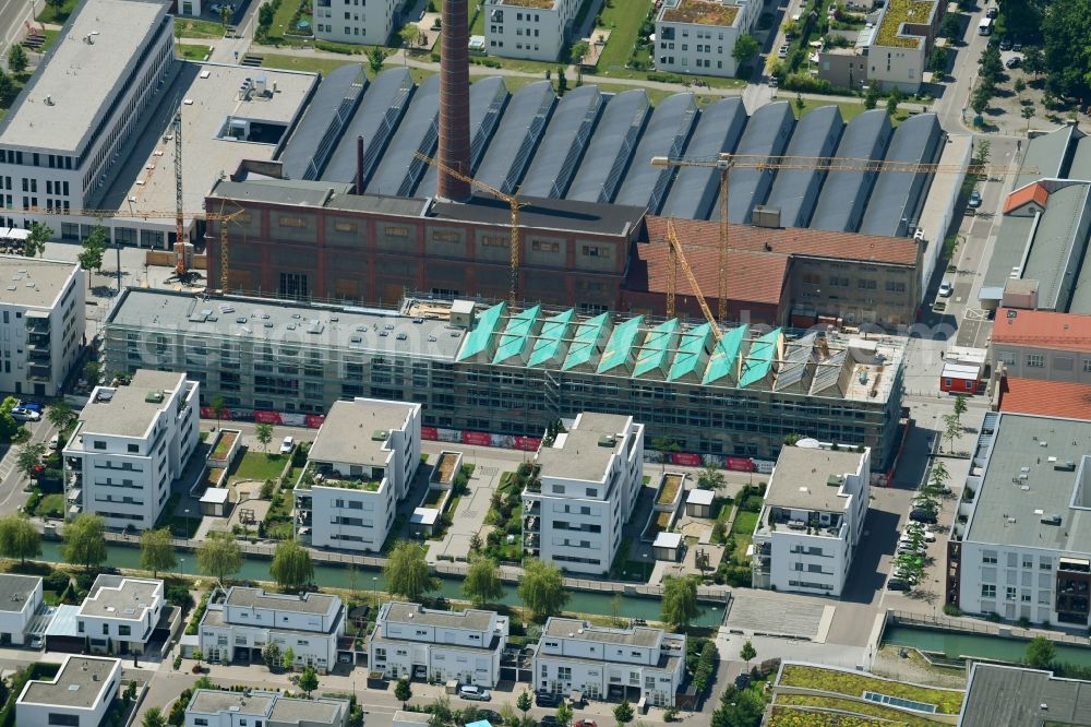 Aerial photograph Augsburg - Construction site to build a new multi-family residential complex La Fontana Due Am Schaefflerbach in Augsburg in the state Bavaria, Germany