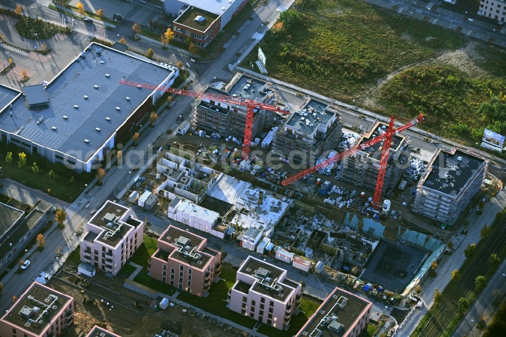 Aerial photograph Potsdam - Construction site to build a new multi-family residential complex Fontane Gaerten on Erich-Arendt-Strasse in the district Bornstedt in Potsdam in the state Brandenburg, Germany