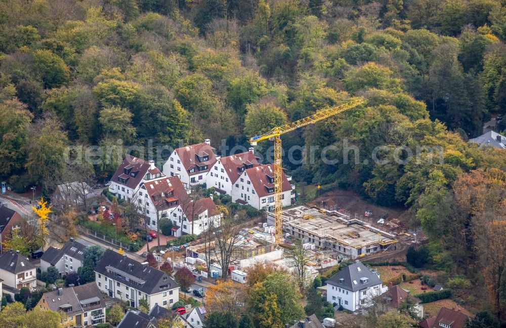 Essen from above - Construction site to build a new multi-family residential complex on Frankenstrasse in the district Bredeney in Essen in the state North Rhine-Westphalia, Germany