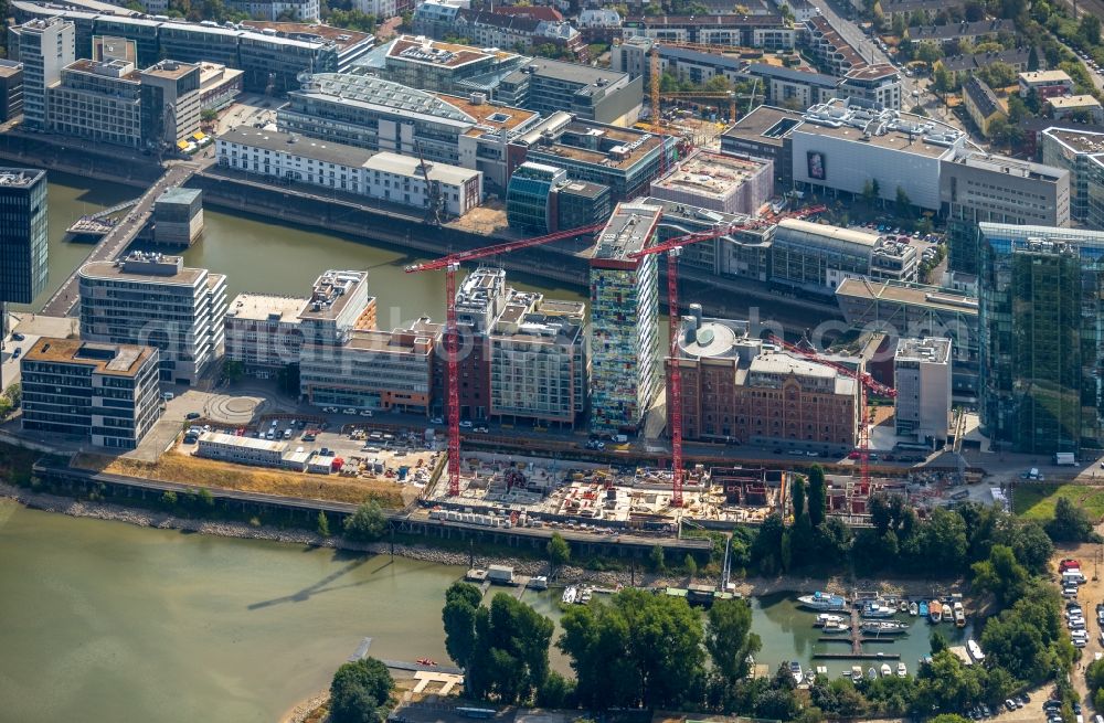 Düsseldorf from above - Construction site to build a new multi-family residential complex of FRANKONIA Eurobau AG on Speditionstrasse in Duesseldorf in the state North Rhine-Westphalia, Germany