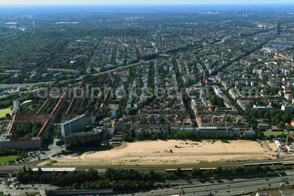 Berlin from above - Construction site to build a new multi-family residential complex Friedenauer Hoehe in the district Wilmersdorf in Berlin, Germany