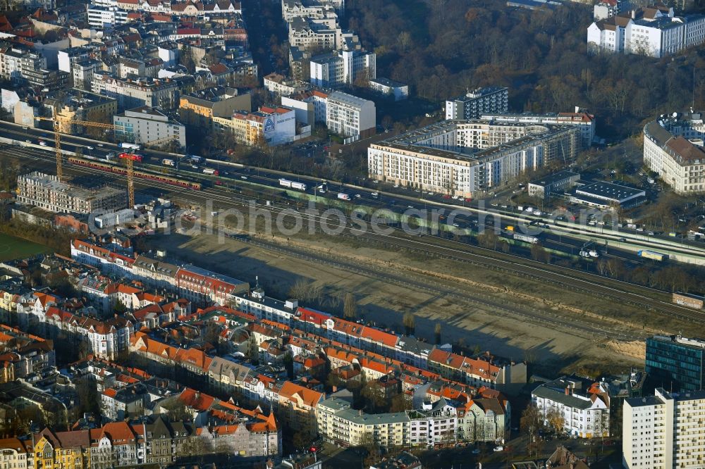 Aerial photograph Berlin - Construction site to build a new multi-family residential complex Friedenauer Hoehe in the district Wilmersdorf in Berlin, Germany