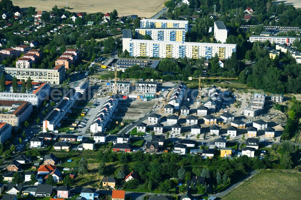 Bernau from above - Construction site to build a new multi-family residential complex Friedenstaler Gaerten on Spreeallee - Havelstrasse in the district Friedenstal in Bernau in the state Brandenburg, Germany