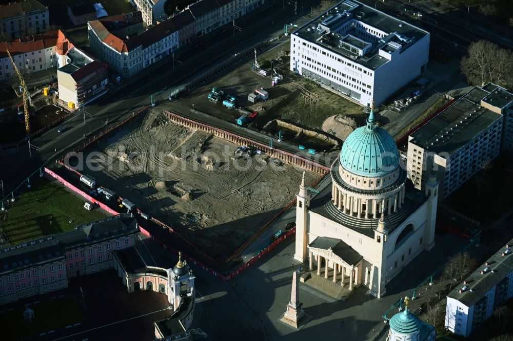 Aerial image Potsdam - Construction site to build a new multi-family residential complex Friedrich-Ebert-Strasse in the district Innenstadt in Potsdam in the state Brandenburg, Germany