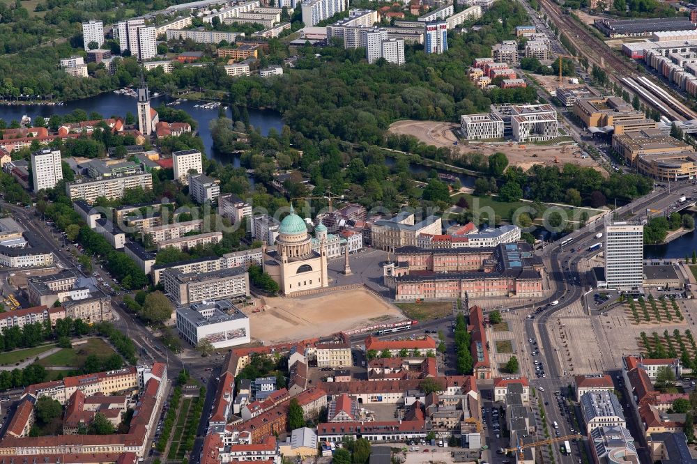 Aerial photograph Potsdam - Construction site to build a new multi-family residential complex Friedrich-Ebert-Strasse in the district Innenstadt in Potsdam in the state Brandenburg, Germany