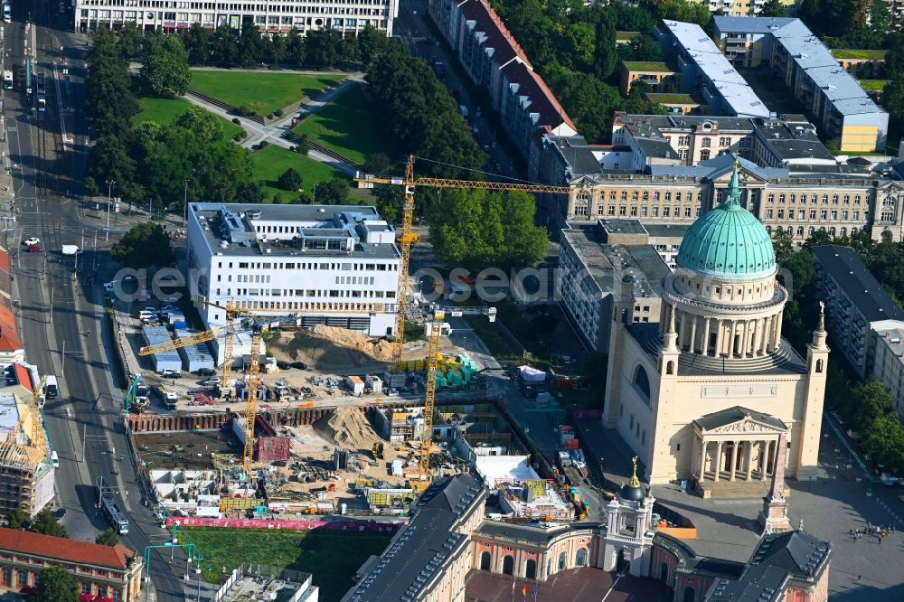 Aerial image Potsdam - Construction site to build a new multi-family residential complex Friedrich-Ebert-Strasse in the district Innenstadt in Potsdam in the state Brandenburg, Germany