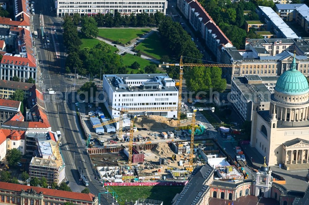 Aerial photograph Potsdam - Construction site to build a new multi-family residential complex Friedrich-Ebert-Strasse in the district Innenstadt in Potsdam in the state Brandenburg, Germany