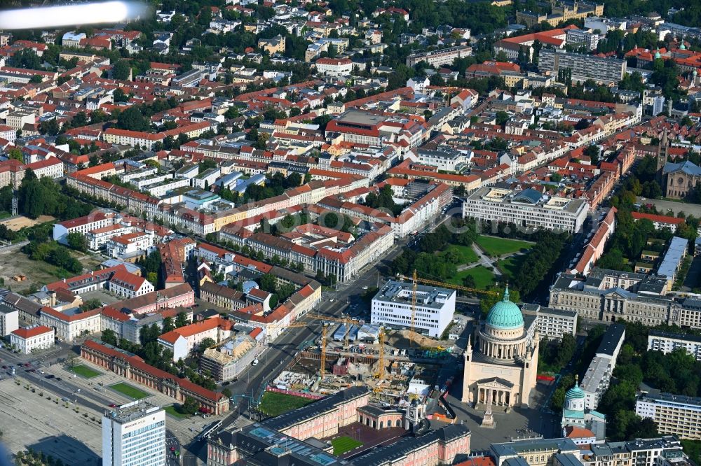 Potsdam from above - Construction site to build a new multi-family residential complex Friedrich-Ebert-Strasse in the district Innenstadt in Potsdam in the state Brandenburg, Germany