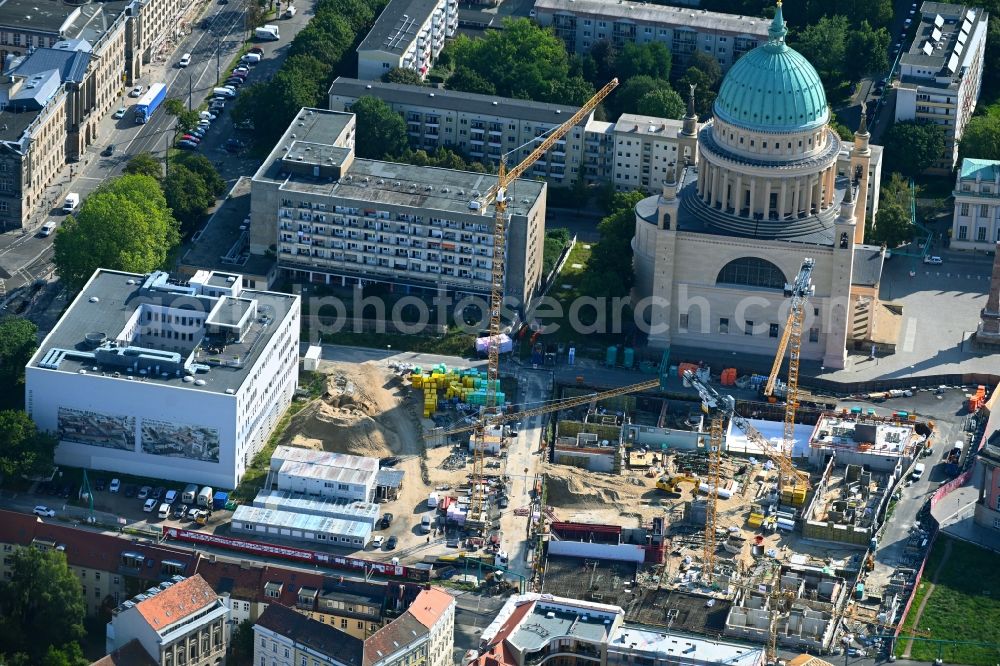 Aerial image Potsdam - Construction site to build a new multi-family residential complex Friedrich-Ebert-Strasse in the district Innenstadt in Potsdam in the state Brandenburg, Germany