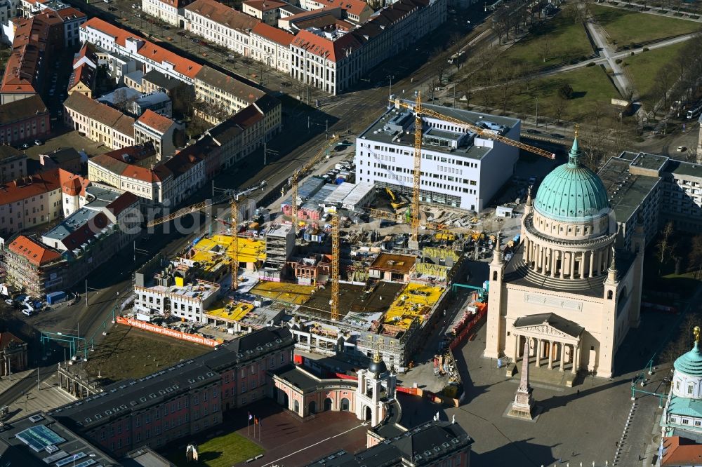 Aerial image Potsdam - Construction site to build a new multi-family residential complex Friedrich-Ebert-Strasse in the district Innenstadt in Potsdam in the state Brandenburg, Germany