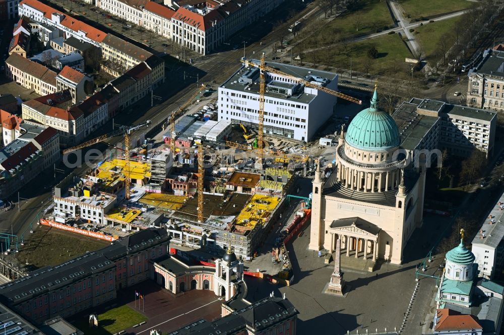 Aerial photograph Potsdam - Construction site to build a new multi-family residential complex Friedrich-Ebert-Strasse in the district Innenstadt in Potsdam in the state Brandenburg, Germany