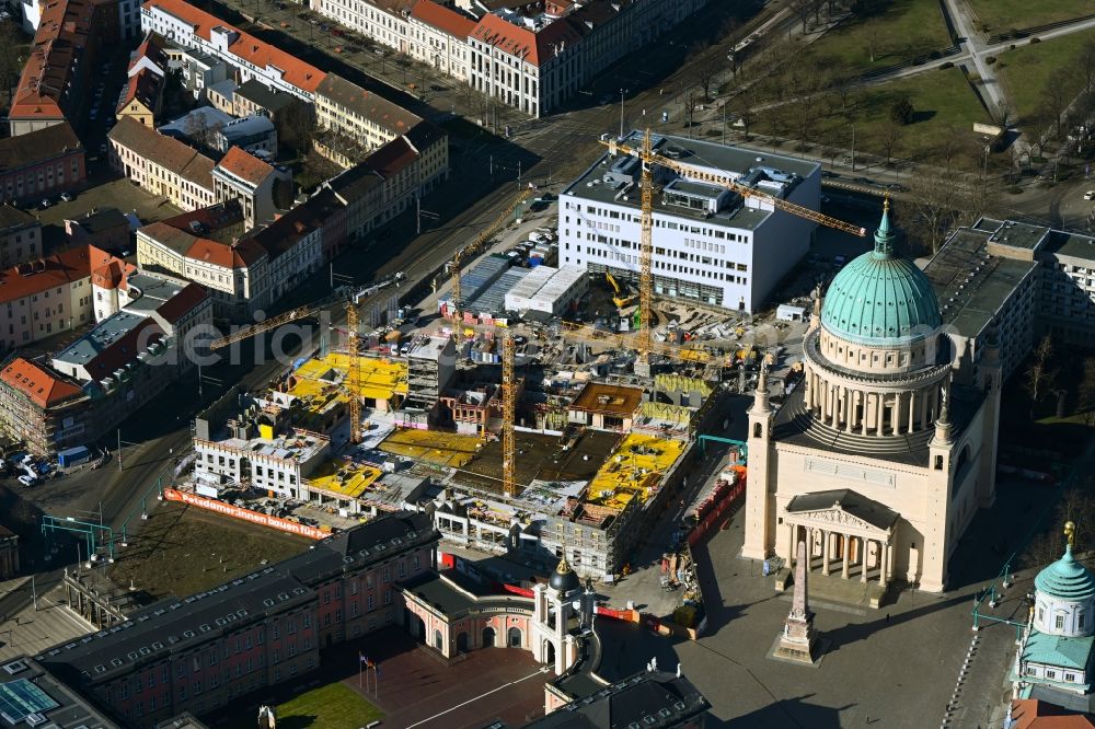 Aerial image Potsdam - Construction site to build a new multi-family residential complex Friedrich-Ebert-Strasse in the district Innenstadt in Potsdam in the state Brandenburg, Germany