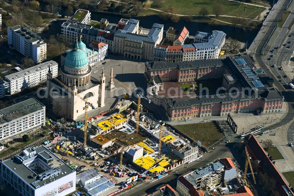 Aerial photograph Potsdam - Construction site to build a new multi-family residential complex Friedrich-Ebert-Strasse in the district Innenstadt in Potsdam in the state Brandenburg, Germany