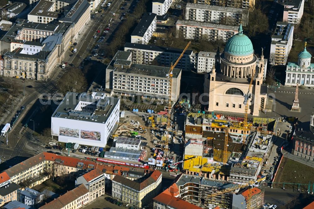 Aerial photograph Potsdam - Construction site to build a new multi-family residential complex Friedrich-Ebert-Strasse in the district Innenstadt in Potsdam in the state Brandenburg, Germany