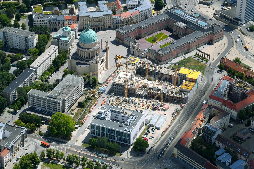 Potsdam from above - Construction site to build a new multi-family residential complex Friedrich-Ebert-Strasse in the district Innenstadt in Potsdam in the state Brandenburg, Germany