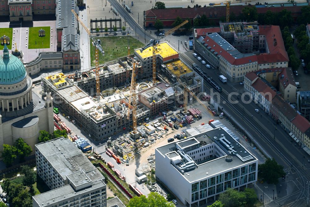 Aerial photograph Potsdam - Construction site to build a new multi-family residential complex Friedrich-Ebert-Strasse in the district Innenstadt in Potsdam in the state Brandenburg, Germany