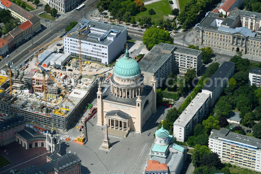 Potsdam from above - Construction site to build a new multi-family residential complex Friedrich-Ebert-Strasse in the district Innenstadt in Potsdam in the state Brandenburg, Germany