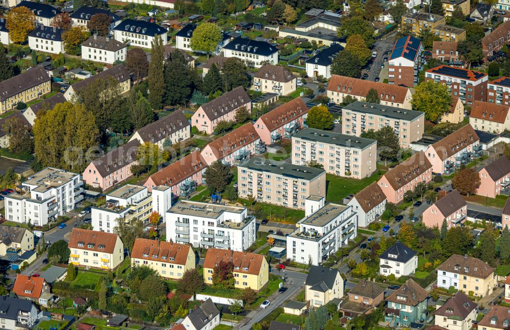 Lünen from the bird's eye view: Construction site to build a new multi-family residential complex on Friedrichstrasse in Luenen in the state North Rhine-Westphalia, Germany