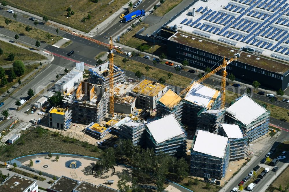 Aerial image Berlin - Construction site to build a new multi-family residential complex Future Living Homes between Gross-Berliner Damm - Konrad-Zuse-Strasse and Hermann-Dorner-Allee in the district Adlershof - Johannisthal in Berlin, Germany