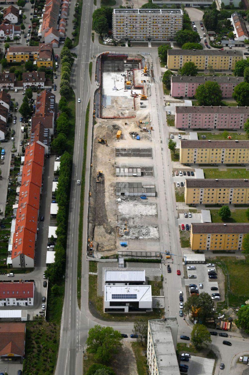 Aerial photograph Manching - Construction site to build a new multi-family residential complex of GBW Real Estate GmbH & Co. KG on Ursinusstrasse in Manching in the state Bavaria, Germany