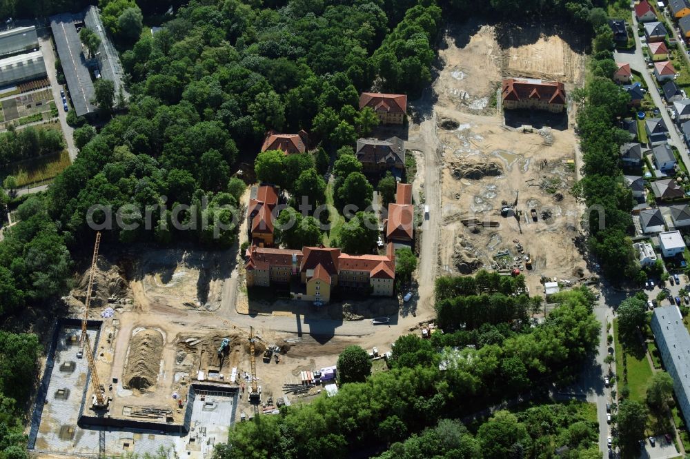 Aerial image Berlin - Construction site for the construction of a multi-family house residential complex on the grounds of the former Kinderklinik Lindenhof on the Gotlindestrasse in the district of Lichtenberg in Berlin, Germany