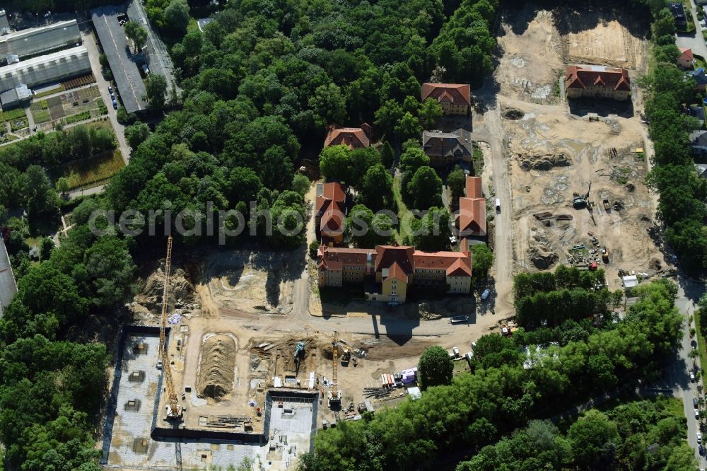 Aerial photograph Berlin - Construction site for the construction of a multi-family house residential complex on the grounds of the former Kinderklinik Lindenhof on the Gotlindestrasse in the district of Lichtenberg in Berlin, Germany