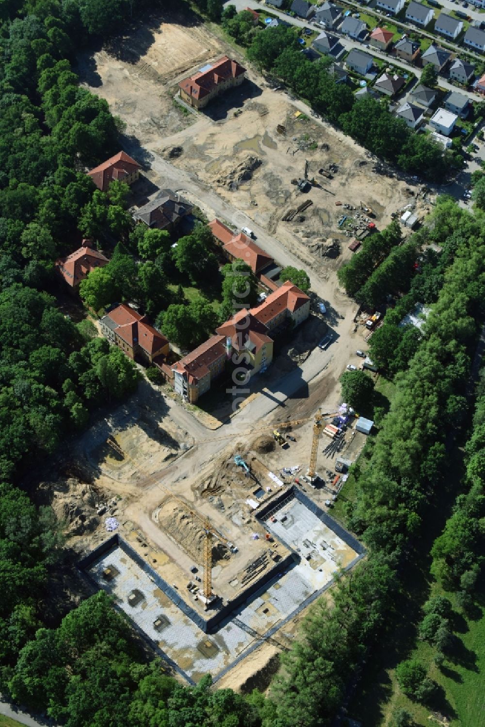 Aerial image Berlin - Construction site for the construction of a multi-family house residential complex on the grounds of the former Kinderklinik Lindenhof on the Gotlindestrasse in the district of Lichtenberg in Berlin, Germany