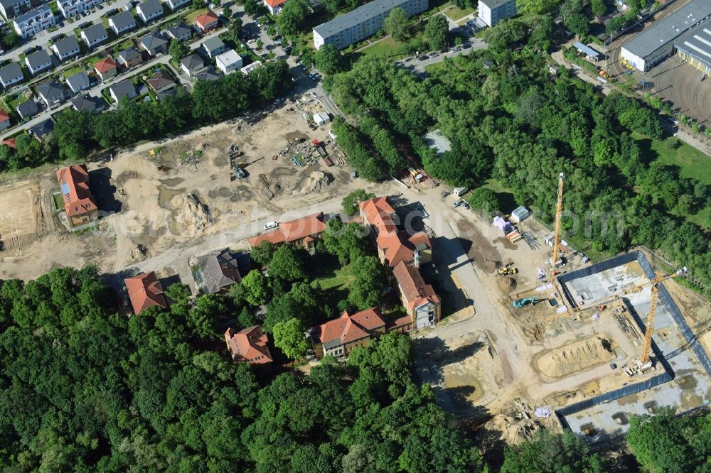 Aerial photograph Berlin - Construction site for the construction of a multi-family house residential complex on the grounds of the former Kinderklinik Lindenhof on the Gotlindestrasse in the district of Lichtenberg in Berlin, Germany