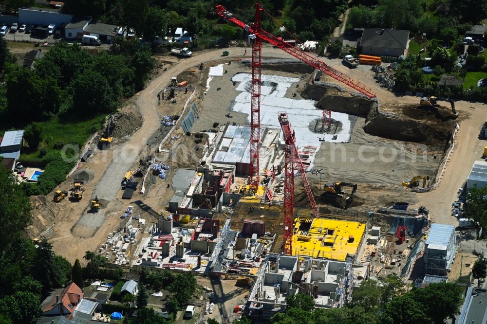 Aerial photograph Berlin - Construction site to build a new multi-family residential complex Germanenstrasse - Gruenauer Strasse in the district Altglienicke in Berlin, Germany