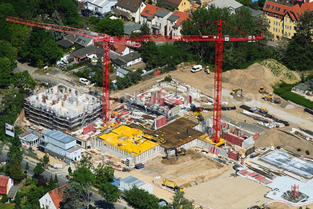 Aerial photograph Berlin - Construction site to build a new multi-family residential complex Germanenstrasse - Gruenauer Strasse in the district Altglienicke in Berlin, Germany