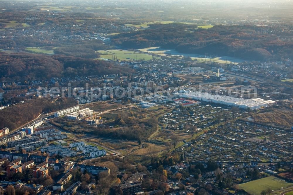 Aerial image Düsseldorf - Construction site to build a new multi-family residential complex Gerresheimer gardens of the Interhomes AG in the district Stadtbezirk 7 in Duesseldorf in the state North Rhine-Westphalia