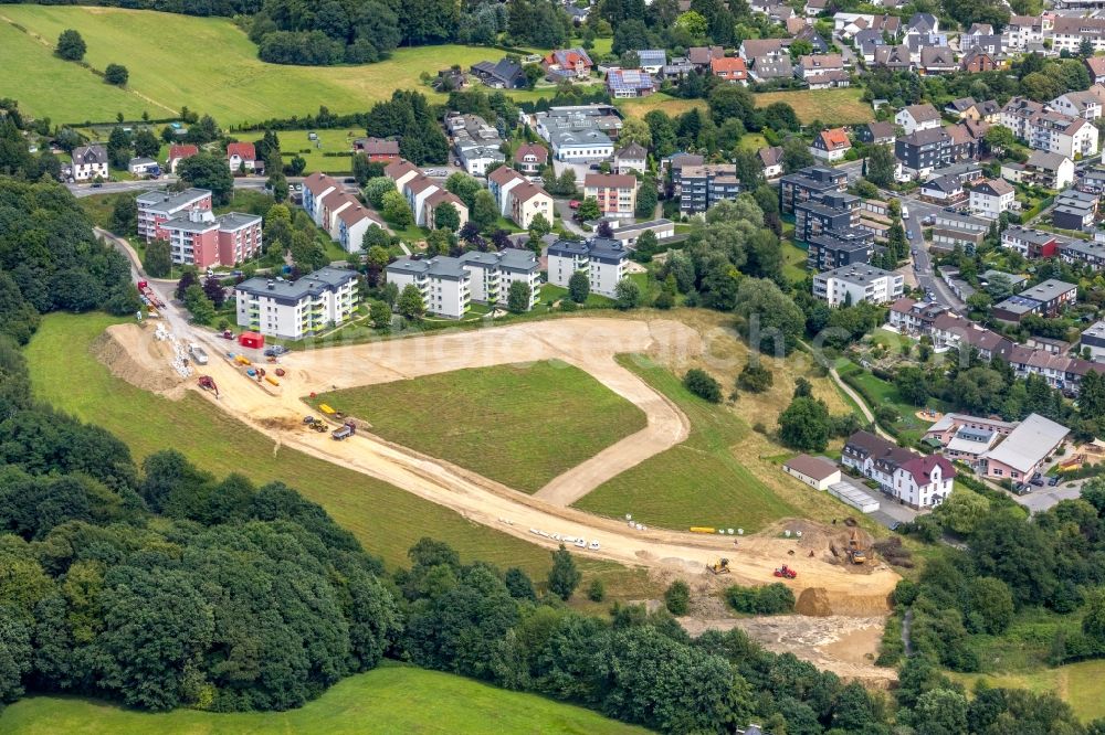 Gevelsberg from the bird's eye view: Construction site to build a new multi-family residential complex in Gevelsberg in the state North Rhine-Westphalia, Germany