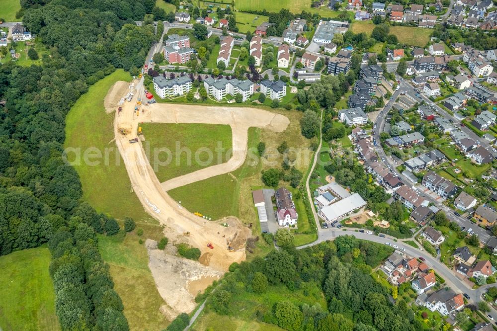 Aerial image Gevelsberg - Construction site to build a new multi-family residential complex in Gevelsberg in the state North Rhine-Westphalia, Germany