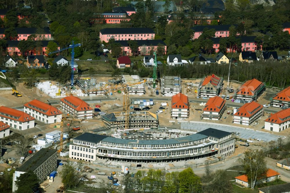 Wustermark from above - Construction site to build a new multi-family residential complex Gold- Gartenstadt Olympisches Dorf von 1936 in the district Elstal in Wustermark in the state Brandenburg, Germany