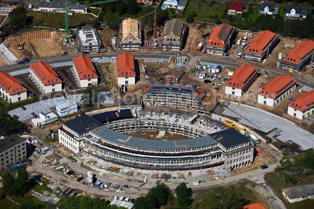 Aerial image Wustermark - Construction site to build a new multi-family residential complex Gold- Gartenstadt Olympisches Dorf von 1936 in the district Elstal in Wustermark in the state Brandenburg, Germany