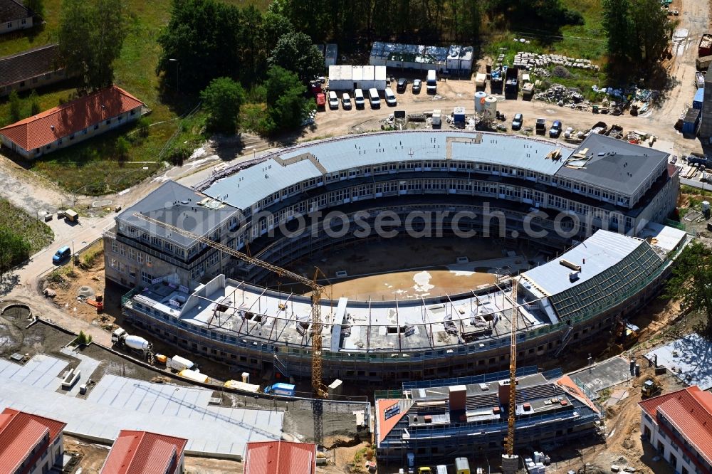 Wustermark from above - Construction site to build a new multi-family residential complex Gold- Gartenstadt Olympisches Dorf von 1936 in the district Elstal in Wustermark in the state Brandenburg, Germany