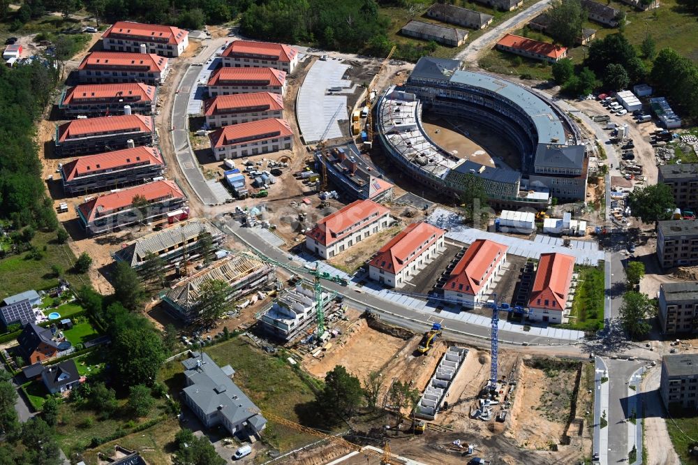 Aerial photograph Wustermark - Construction site to build a new multi-family residential complex Gold- Gartenstadt Olympisches Dorf von 1936 in the district Elstal in Wustermark in the state Brandenburg, Germany