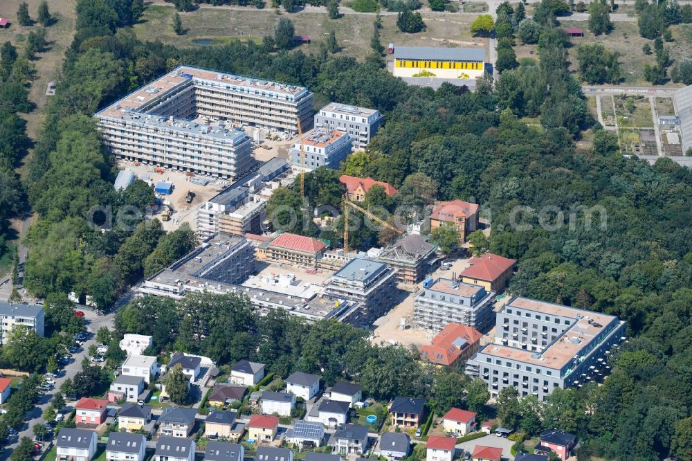 Aerial image Berlin - Construction site for the construction of a multi-family house residential complex on the grounds of the former Kinderklinik Lindenhof on the Gotlindestrasse in the district of Lichtenberg in Berlin, Germany