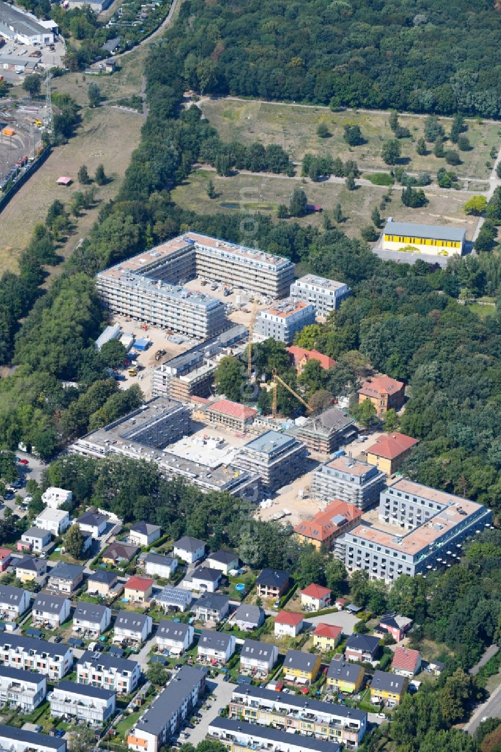 Aerial photograph Berlin - Construction site for the construction of a multi-family house residential complex on the grounds of the former Kinderklinik Lindenhof on the Gotlindestrasse in the district of Lichtenberg in Berlin, Germany