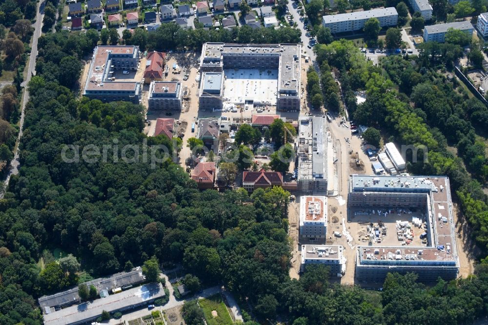 Aerial image Berlin - Construction site for the construction of a multi-family house residential complex on the grounds of the former Kinderklinik Lindenhof on the Gotlindestrasse in the district of Lichtenberg in Berlin, Germany