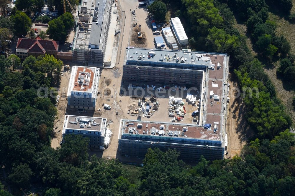 Aerial photograph Berlin - Construction site for the construction of a multi-family house residential complex on the grounds of the former Kinderklinik Lindenhof on the Gotlindestrasse in the district of Lichtenberg in Berlin, Germany