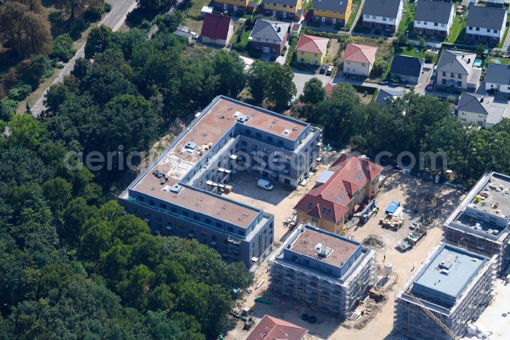 Berlin from the bird's eye view: Construction site for the construction of a multi-family house residential complex on the grounds of the former Kinderklinik Lindenhof on the Gotlindestrasse in the district of Lichtenberg in Berlin, Germany