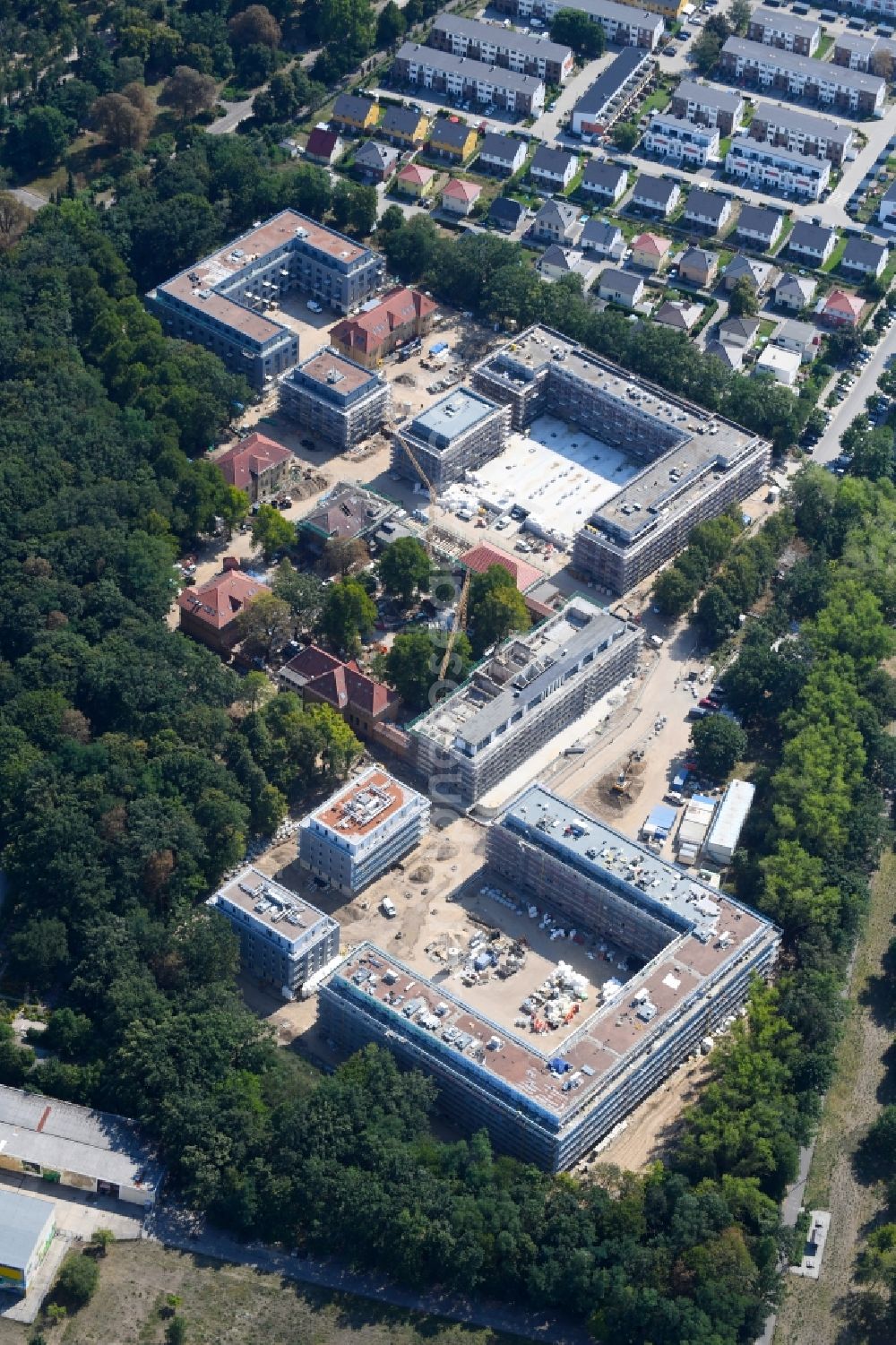 Aerial image Berlin - Construction site for the construction of a multi-family house residential complex on the grounds of the former Kinderklinik Lindenhof on the Gotlindestrasse in the district of Lichtenberg in Berlin, Germany