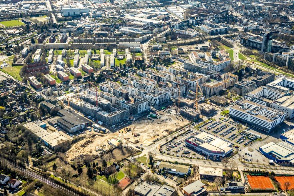 Düsseldorf from above - Construction site to build a new multi-family residential complex Grafental on Roepkestrasse in Duesseldorf in the state North Rhine-Westphalia, Germany