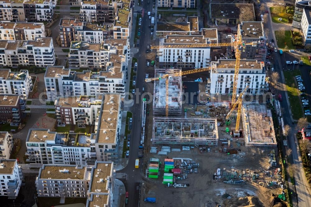 Aerial image Düsseldorf - Construction site to build a new multi-family residential complex Grafental on Roepkestrasse in Duesseldorf in the state North Rhine-Westphalia, Germany