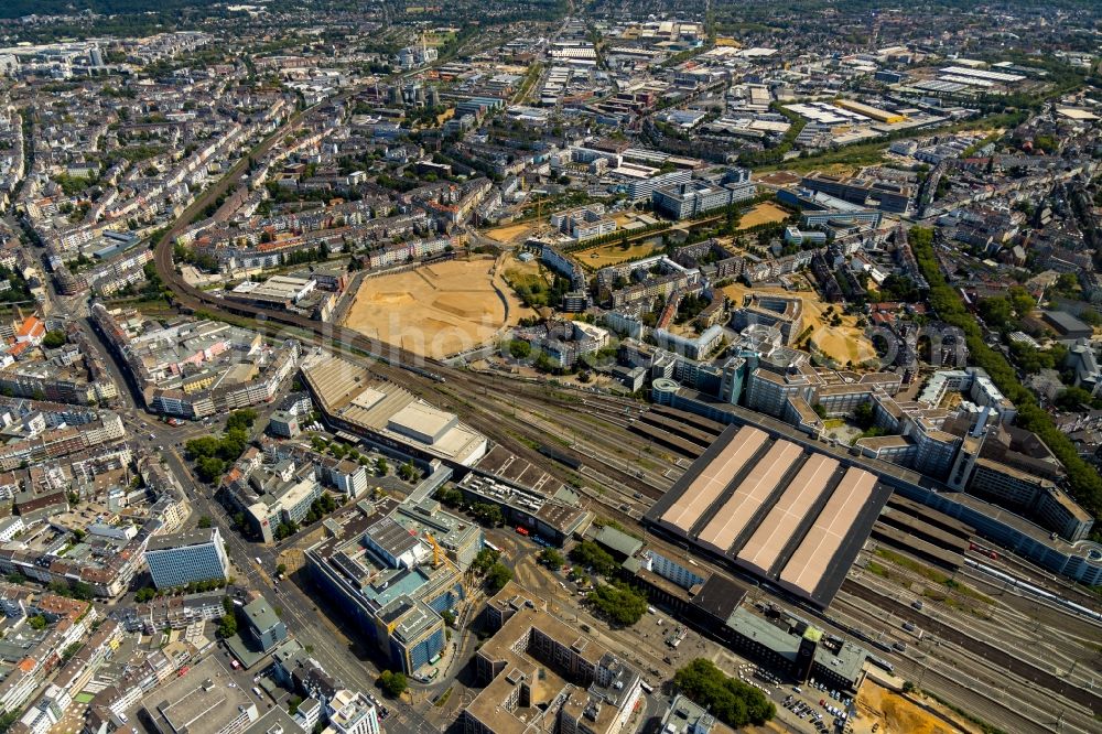 Aerial photograph Düsseldorf - Construction site to build a new multi-family residential complex Grand Central in the district Oberbilk in Duesseldorf in the state North Rhine-Westphalia, Germany